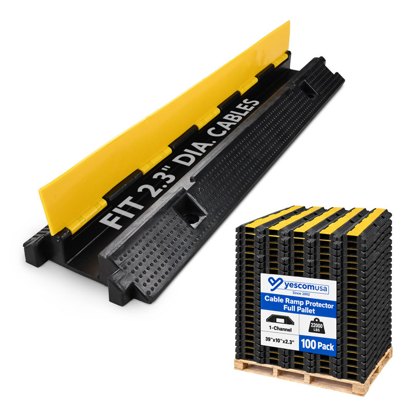 Yescom 100 Pack Cable Protector Ramp 1-Channel Fit 2.3" Cable Full Pallet