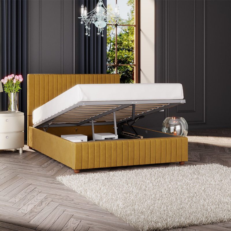 Upholstered Ottoman Bed, Small Double (4'), Ochre
