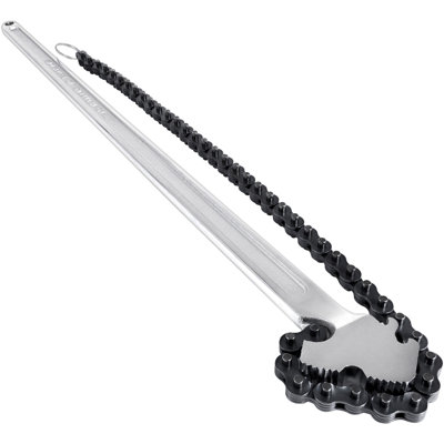24Inch Chain Wrench Carbon Steel Chain Pipe Wrench Heavy Duty 6.7Inch Diameter Capacity Chain Strap Filter Wrench