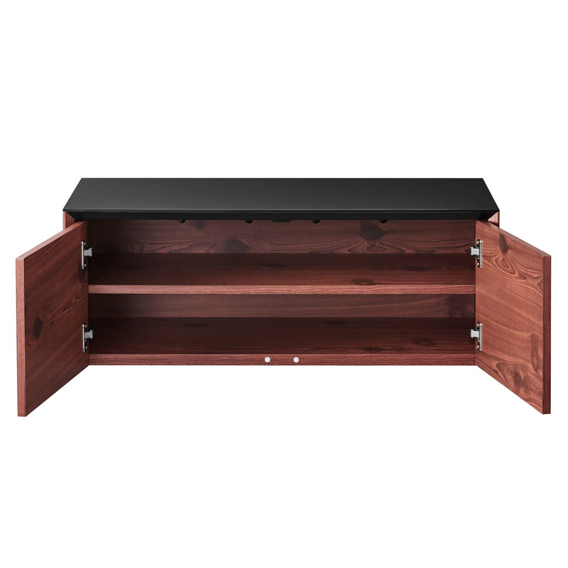 Modway Kinetic Wall-Mount Office Storage Cabinet, Black/Cherry