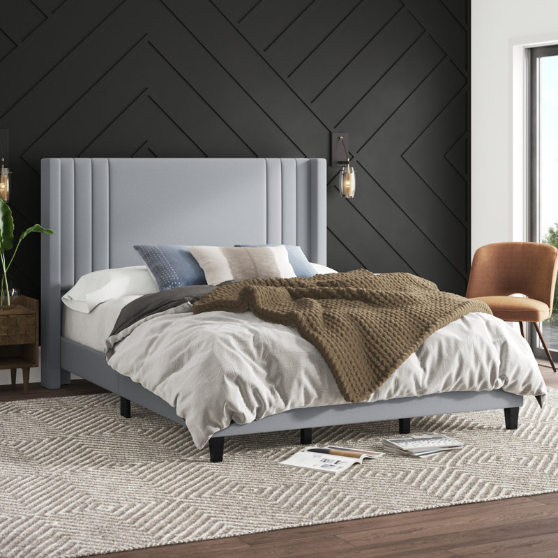 Lit tapissier standard Gile, Grand, Bleu ciel