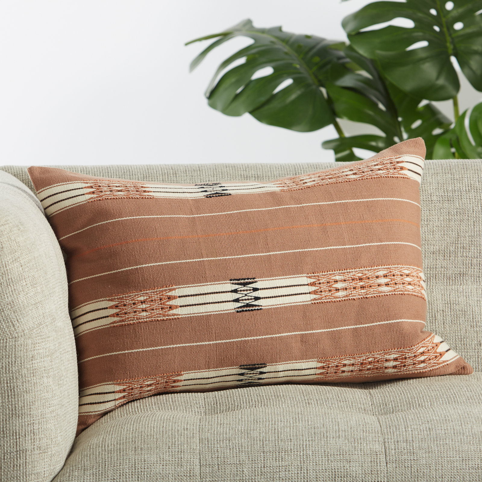 Dixon Geometric Lumbar Throw Pillow, Down, 16" x 24"