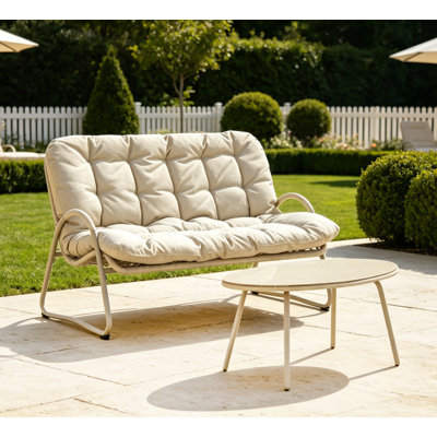 Chaise double en rotin PE de qualité supérieure avec structure en métal - Confort et durabilité ultimes pour votre patio
