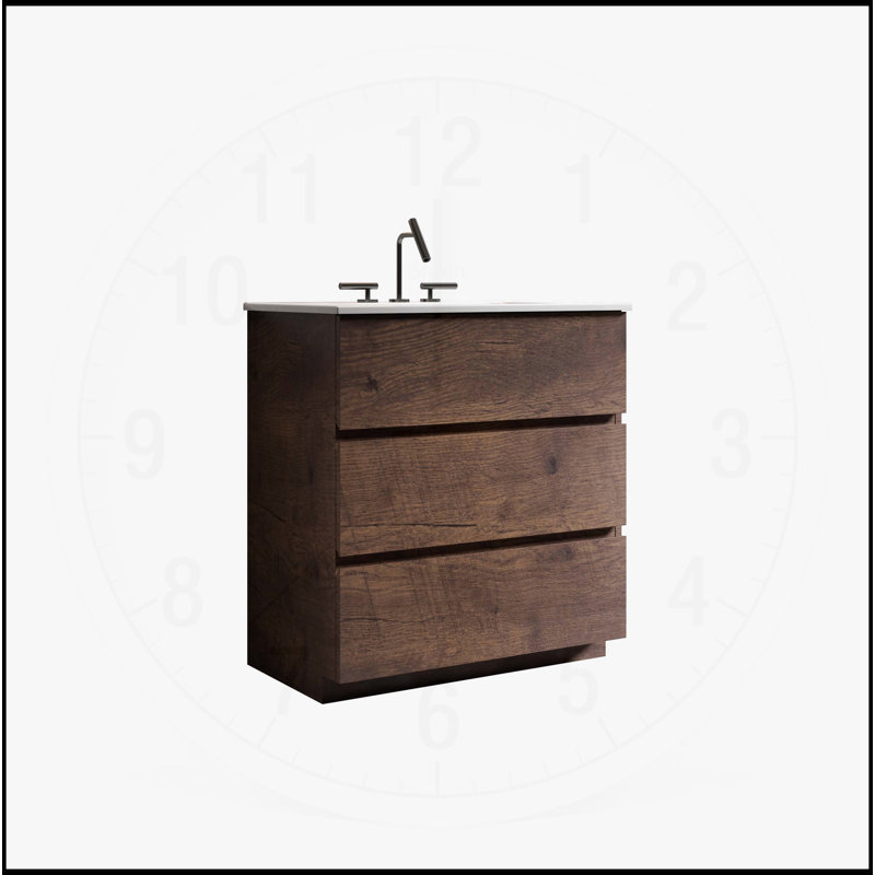 Meuble-lavabo avec lavabo et rangement Tia, un ajout élégant et fonctionnel à votre salle de bain, Noyer, 30"
