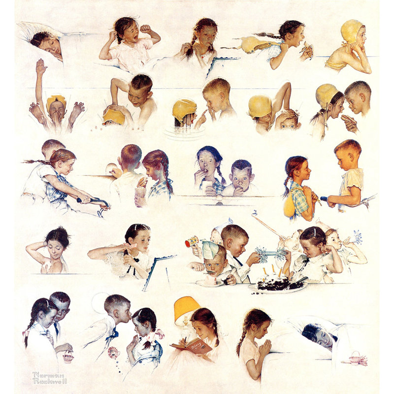 «Day in the Life of a Girl» par Norman Rockwell, toile tendue avec châssis, H 24 po x l 17 po