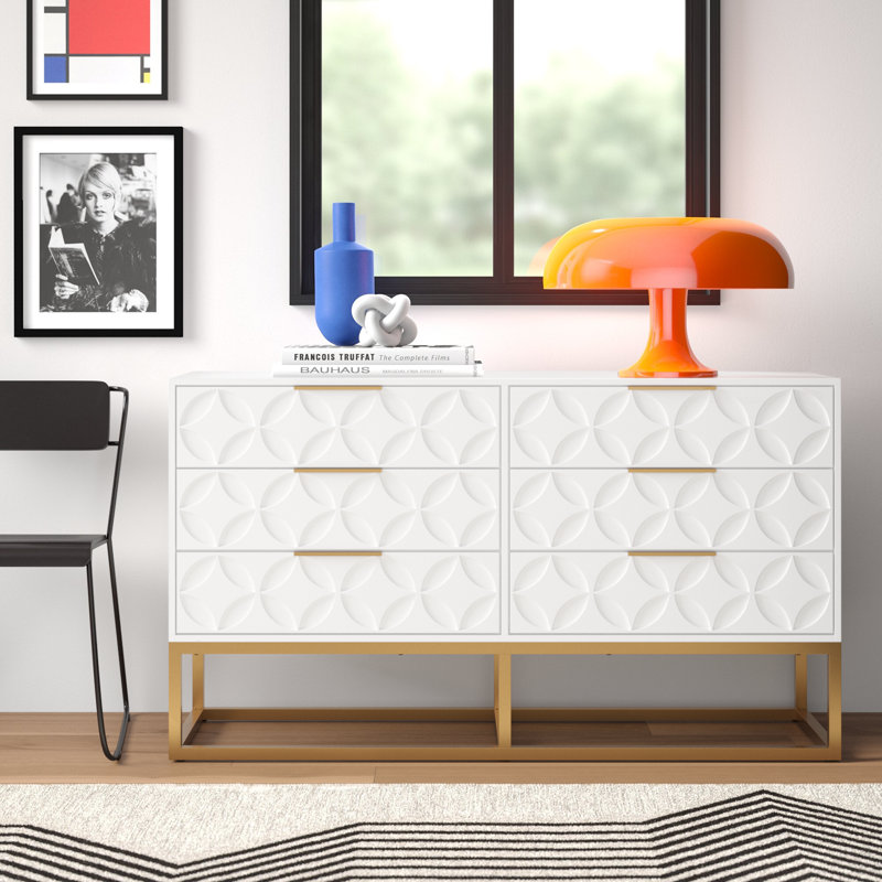 6 tiroirs L 56 po Lippa, Blanc