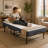 Industrial Metal Extra Long Folding Guest Bed 5 Inch Memory Foam Mattress 450lbs Portable Rollaway Design