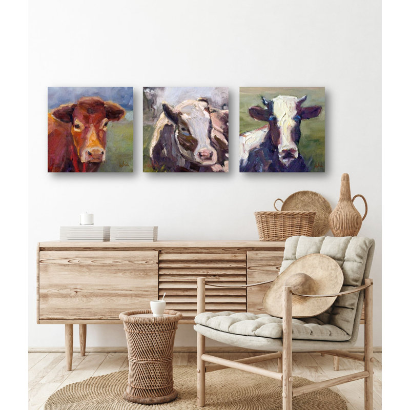 Moo Moo Set By John Beard 3 Pieces, Black Floater Framed