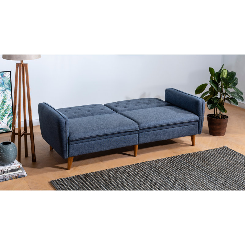 Ensemble de salon inclinable 2 pièces Audette, 100 % lin bleu foncé