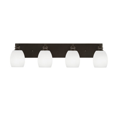Edge 4 Light Bath Bar Shown With 5" White Linen Glass