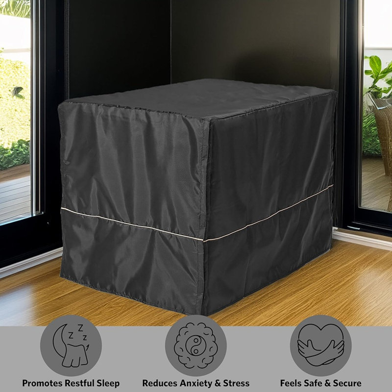 Black Polyester Privacy Kennel Cover – Fits Most 36-Inch Crates, Machine-Washable, Helps Reduce Barki