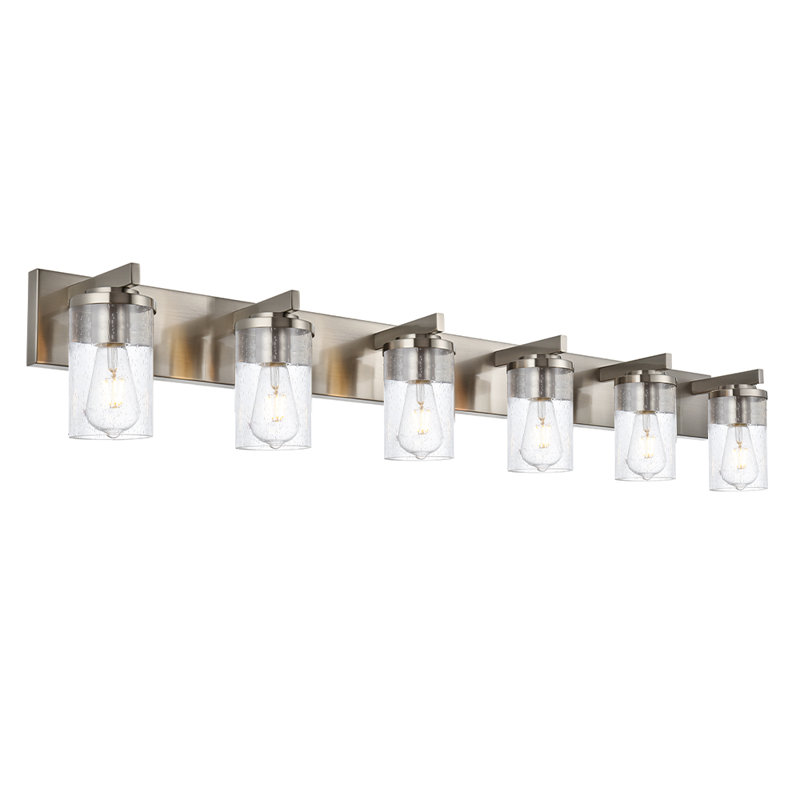 Éclairage de salle de bain noir à intensité variable 6 lumières Ahlina, Nickel satiné
