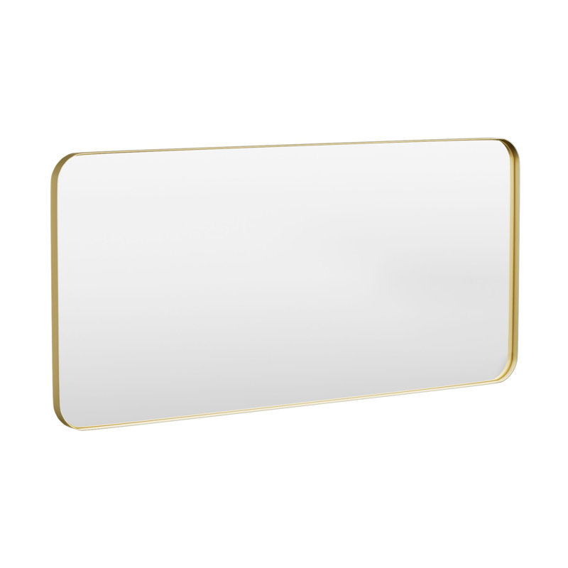 Cozy Design Tempered Glass Framed Wall-Mounted Bathroom Vanity Mirror, 28" x 60", Gold, Rectangle