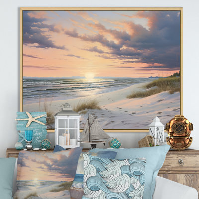 «Ocean Serenity Gentle Pink Pastel Beach Sunset - Coastal Beach», reproduction sur toile
