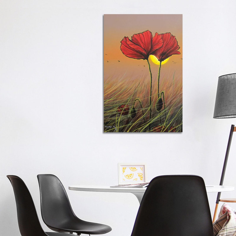 Red Flowers by ColorByFeliks - Print on Canvas, Wrapped Canvas, 101.6 cm H x 66.04 cm W x 3.175 cm D