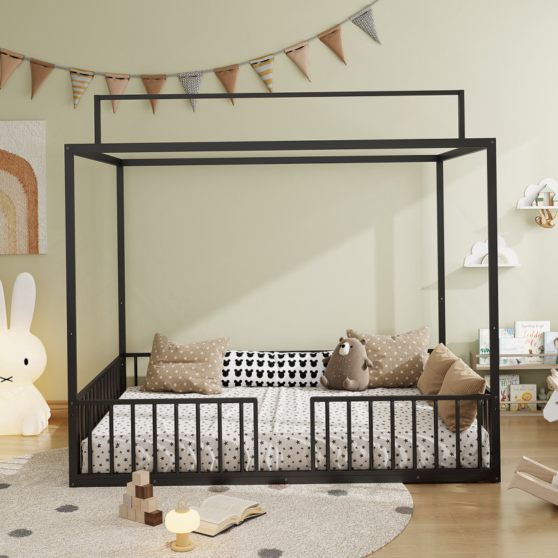 Lit convertible 3-en-1 Montessori, Double, Noir, noir, noir, noir