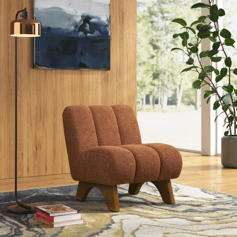 Brenetta 64Cm Wide Tufted Lounge Chair, Orange Sherpa