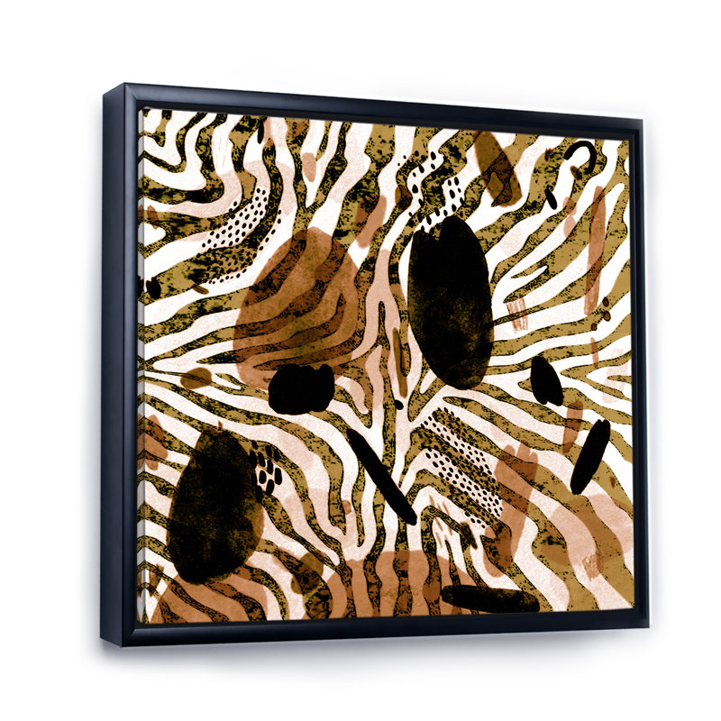 Impression sur toile, motif africain, H 30 po x l 30 po x P 1 po, Toile avec cadre flottant noir