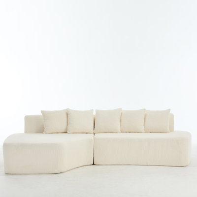 Canapé modulaire à compression avec méridienne confortable, canapé à compression irrégulière en forme de L avec assise profonde, canapé-lit modulaire minimaliste pour salon, chambre à coucher, salon, blanc