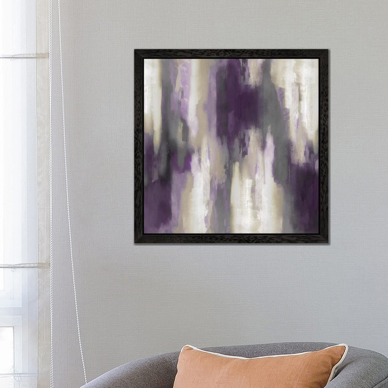 Amethyst Perspective III by Carey Spencer - Floater Frame Painting on Canvas, 45.72 cm H x 45.72 cm W, Black