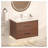 30-Inch Wall Mounted Bathroom Vanity Set with Ceramic Sink and Soft-Close Doors, Reddish Brown