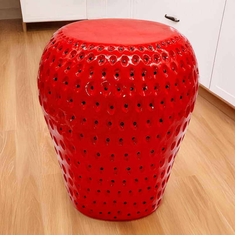 Strawberry Fruit Stool Resin Side Table Plant Stand, Red