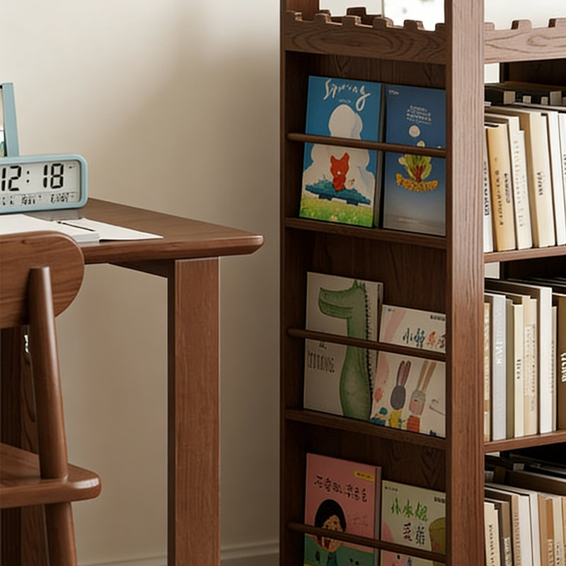 Bibliothèque simple et rotative en bois massif