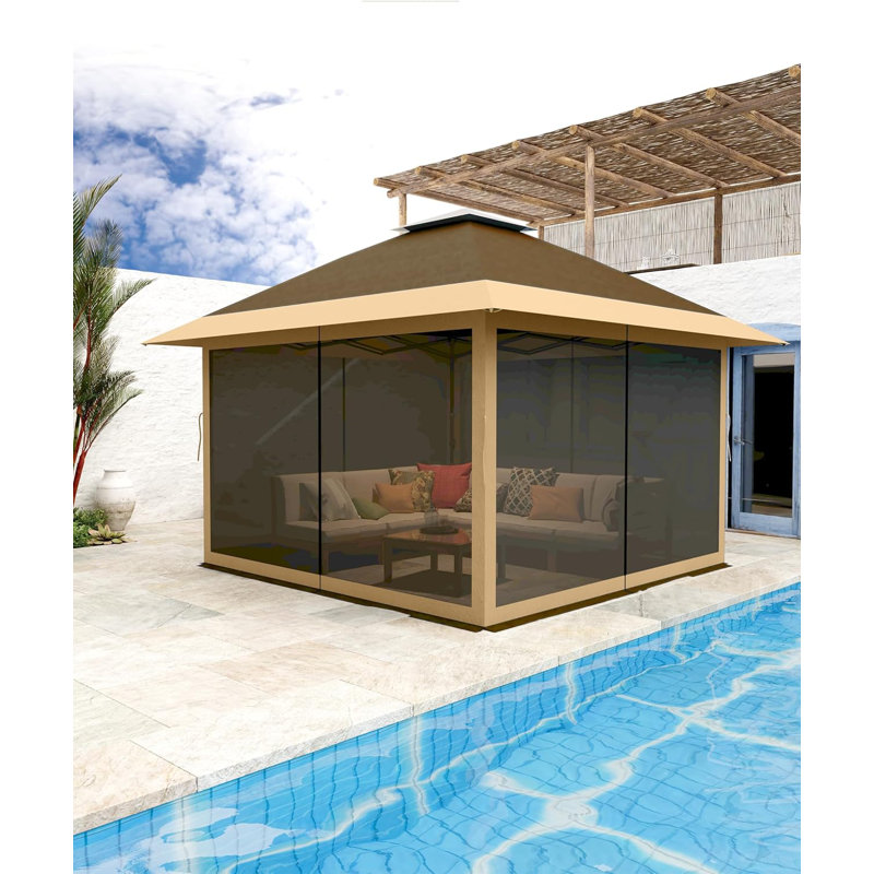 13x13ft Outdoor Patio Gazebo, Khaki
