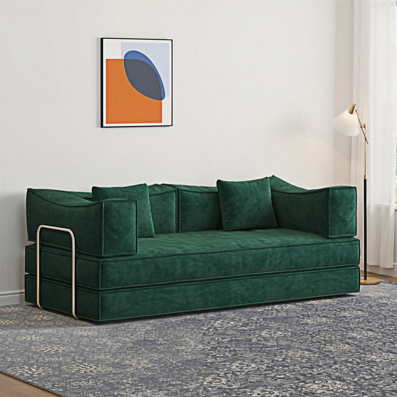 Convertible Sofa Bed, Green Corduroy