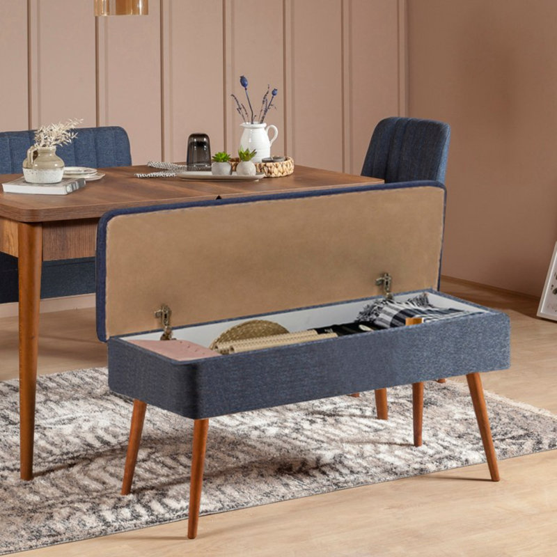 Manningtree 3 - Person Dining Set, Walnut, Walnut, Navy/Walnut