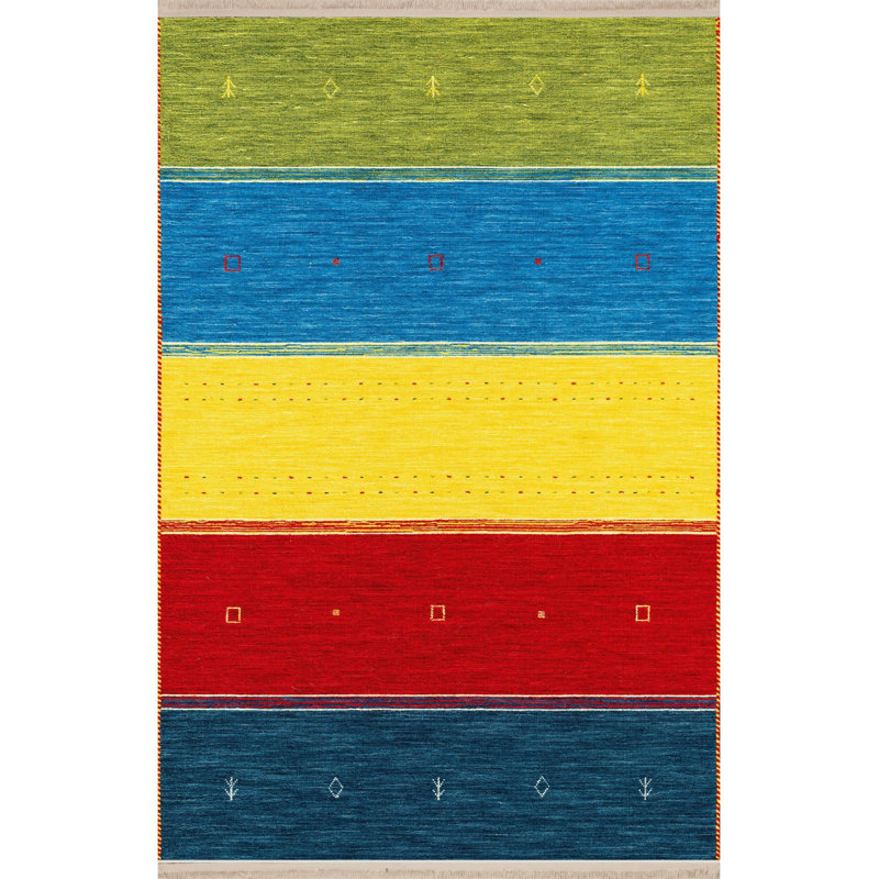 Multicolor Sectioned Pattern Modern Machine Washable Decorative Rug, Runner 2'6" x 6'7" Rug Pad Included