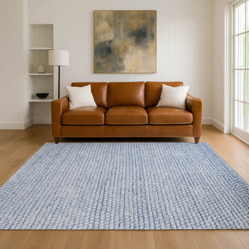 Tapis intérieur / extérieur lavable à la machine Chantille ACN2719, Bleu, 9 pi x 12 pi