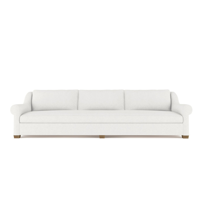 Thompson Rolled Slope-Arm Sofa, 32" H x 120" W x 46" D, Vintage Leather Chocolate, Weathered