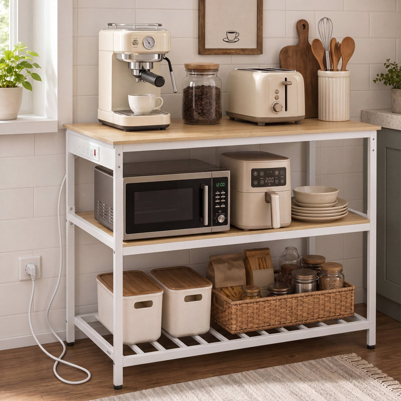 Kitchen Island, Oak/White