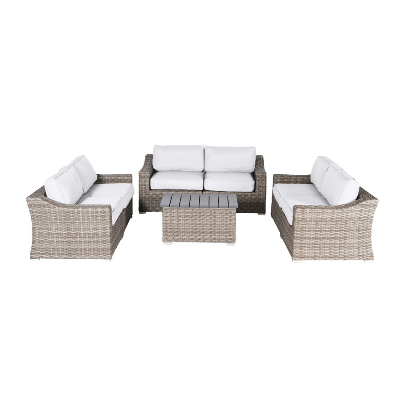 Ensemble de conversation 7 pièces avec coussins Sunbrella Deshion, Mélange de gris
