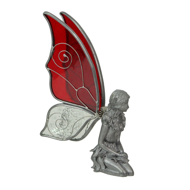 Statue d’ailes de fée agenouillant en étain