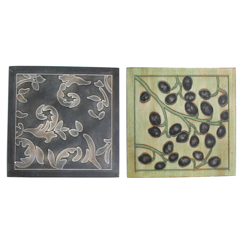 Ensemble de décoration murales en placage de bois floral 2 pièces