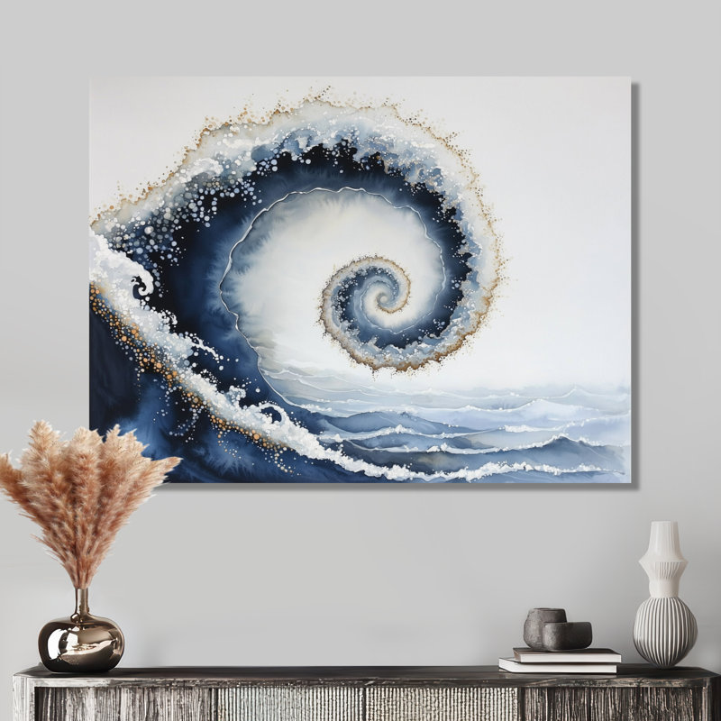 «Abstract Oceanic Spiral Profondeur I», impression d'art mural en métal moderne, spirales abstraites