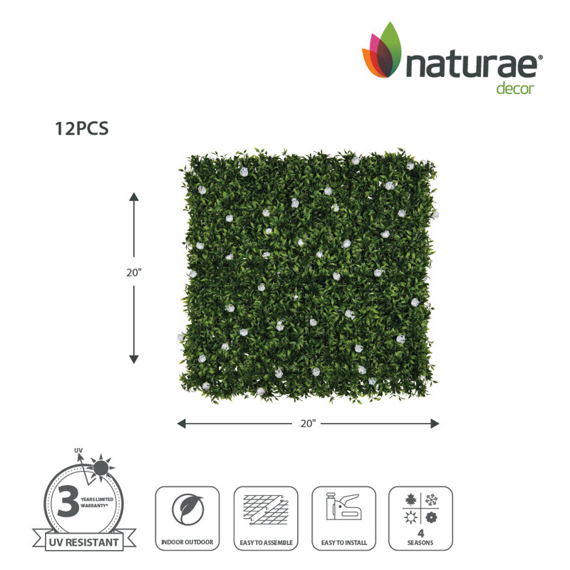 Panneau de feuillage 20 po x 20 po White Rose