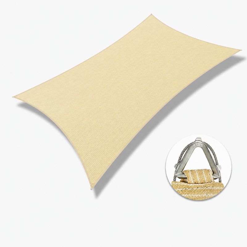 Voile d'ombrage robuste de 260 g Amgo Customize Pro Ring, Beige, 26 pi x 26 pi