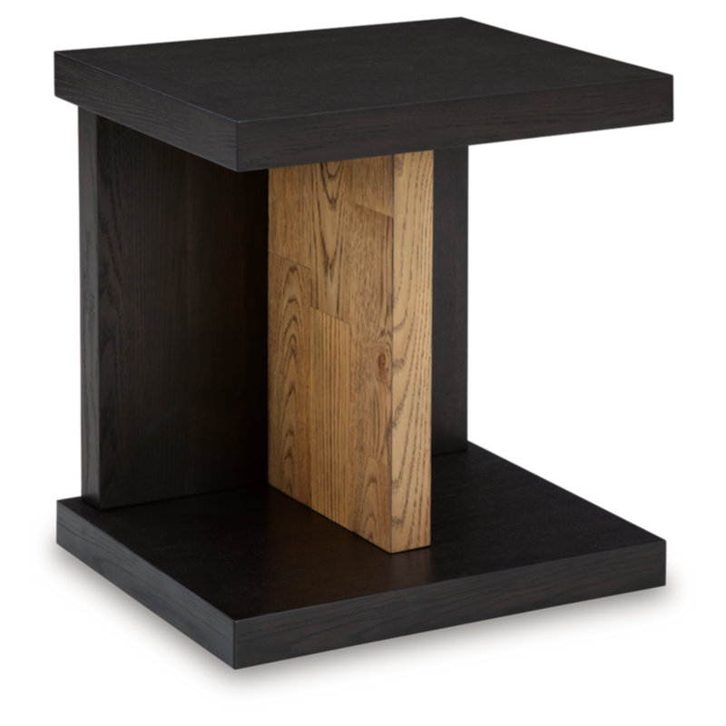 Dark Brown Rectangular Wood and Metal End Table with Storage