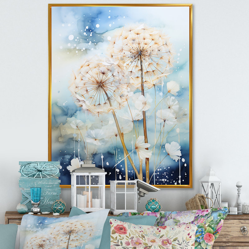 Mattand Dandelion Whimsical Dandelion Pointillism II - reproduction sur toile, H 40 po x l 30 po x P 1,5 po