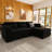 Manuel Corduroy 3-Seat Sofa L Shaped Couch With Detachable Doublelayered Seat Cushion For Apartment-1514345017-1514345022