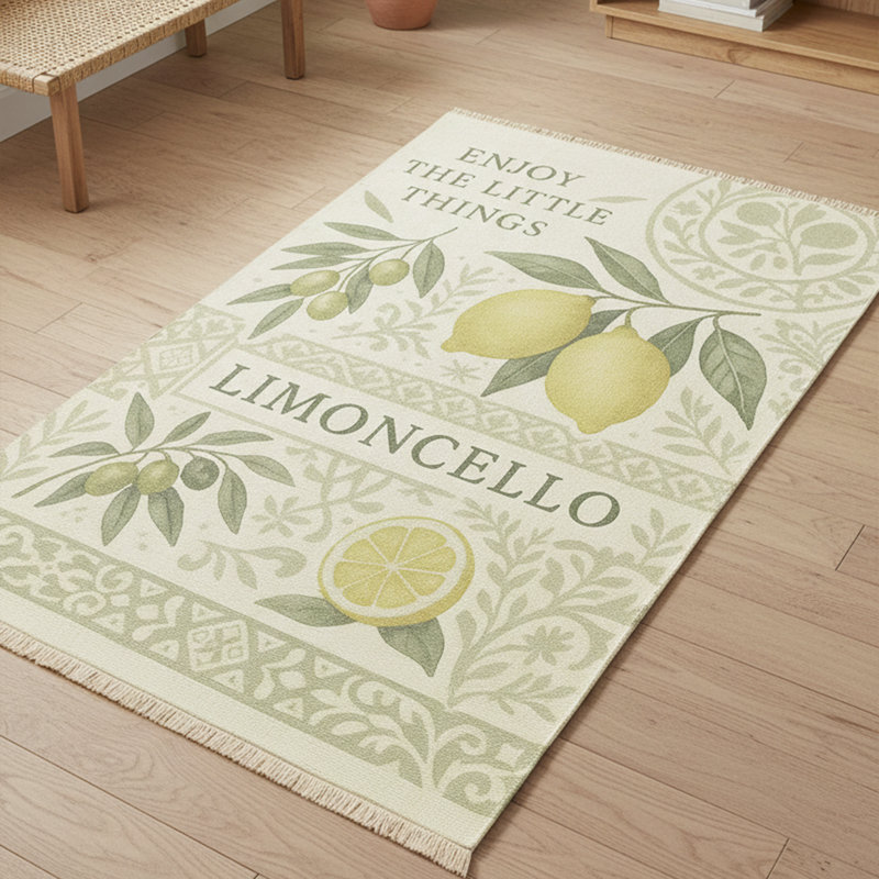 Tapis citron et olive 5 pi x 8 pi