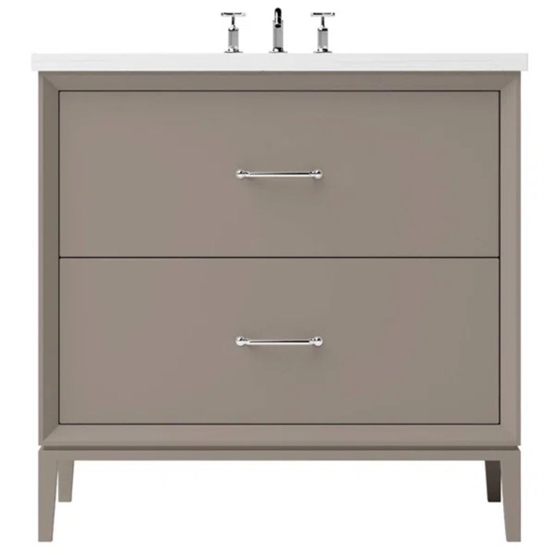 Alexandra Two-Drawer Single Bath Vanity, 36", Polished Chrome, Taos Taupe