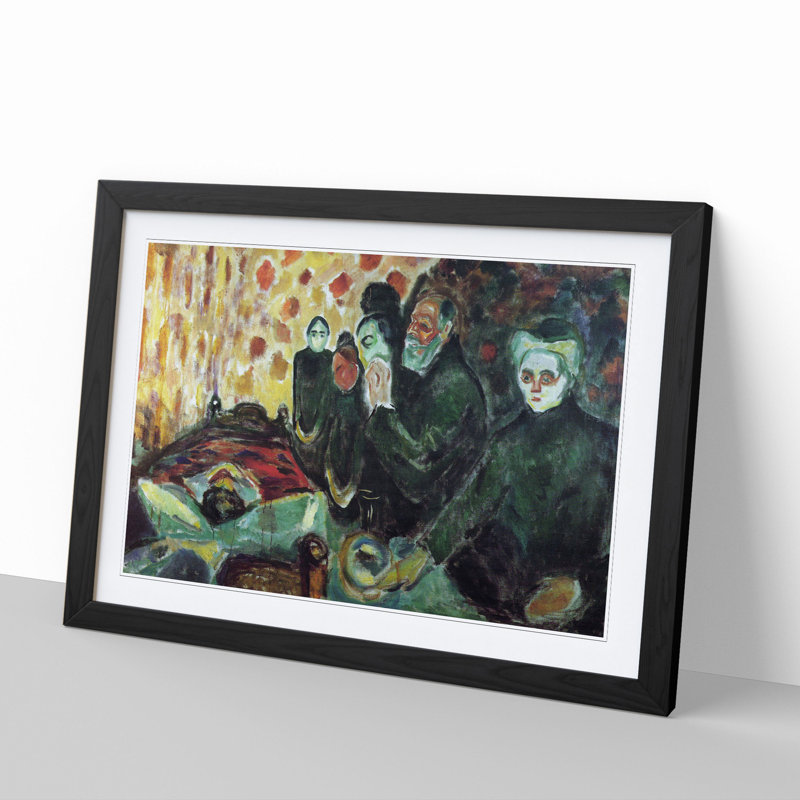 By the Deathbed by Edvard Munch - Picture Frame Painting, 36cm H x 48cm W x 2cm D, Black Framed