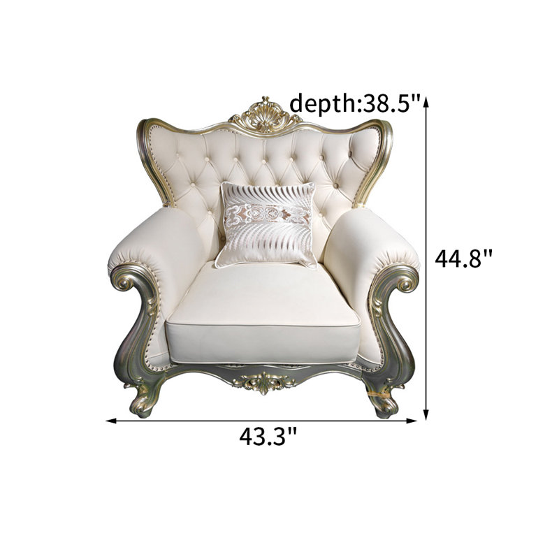 Fauteuil en cuir véritable touffeté de 43,3 po de largeur Laikyn
