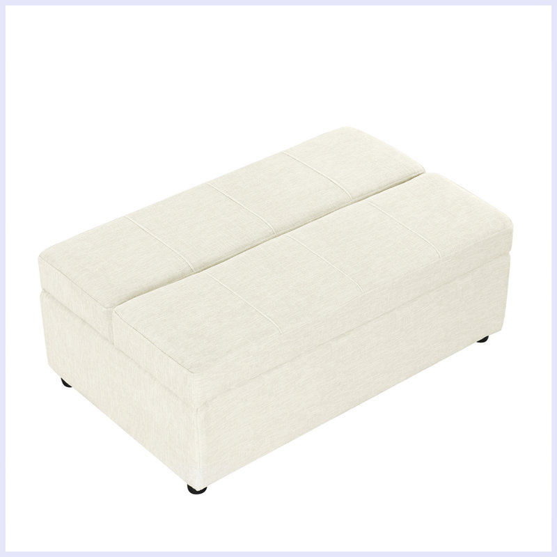 Lit simple escamotable avec repose-pieds pliant avec matelas et lit d'invité convertible, Blanc