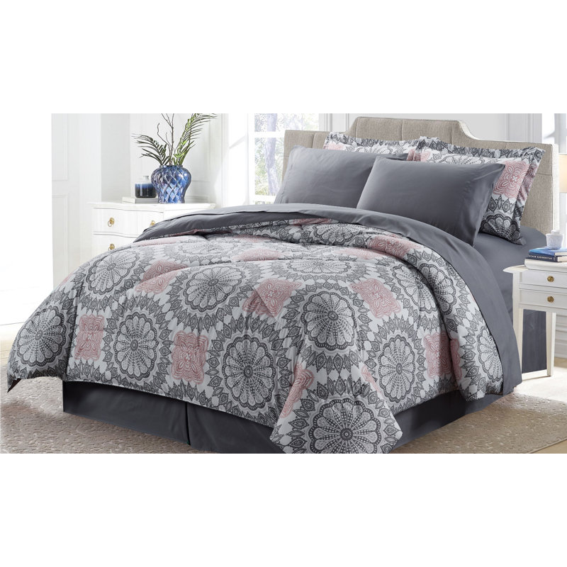 Ensembles de lit dans un sac en duvet synthétique Bibb Home (8 pièces), Édredon très grand et 2 très grandes taies déc