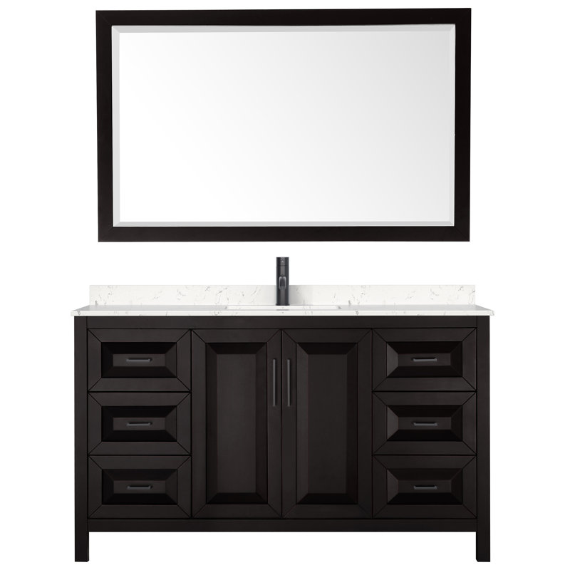 Daria 60'' W Single Vanity, Dark Gray, Polished Chrome, White Carrara Marble